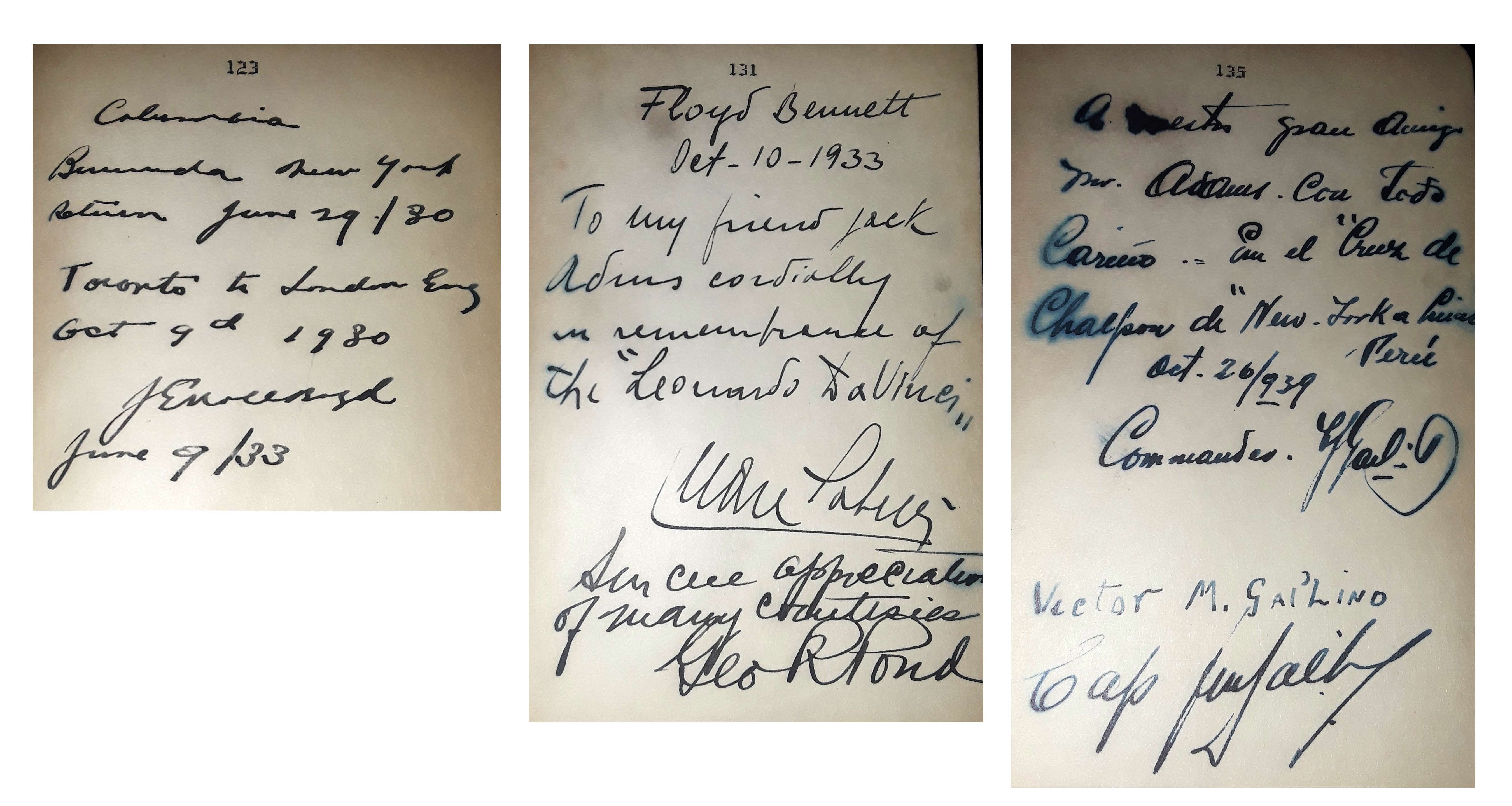 Sabelli, Columbia, George Pond, Spanish and Peruvian pilots